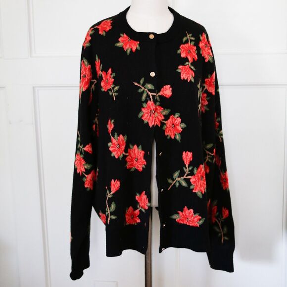 Draper James RSVP Black Floral Cardigan Sweater Plus Size 3X - Picture 9 of 9